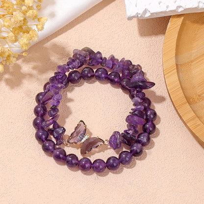 Alzheimer dementia awareness-Double-layer crystal butterfly bracelet