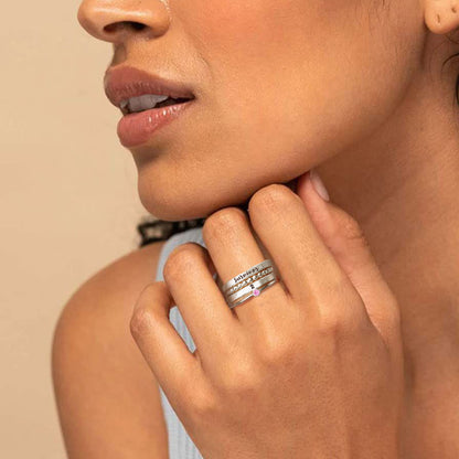 Breast Cancer Awareness-I Am Enough Four-layer stacking ring