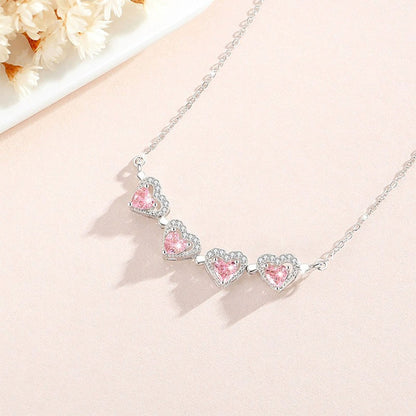 Breast Cancer Awareness-Pink Diamond Four-Leaf Clover Necklace