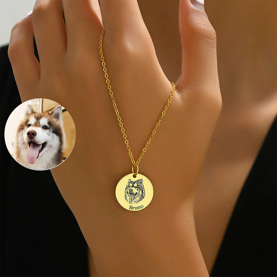 Carry Their Love Closer – Custom Name Pet Portrait Pendant Necklace
