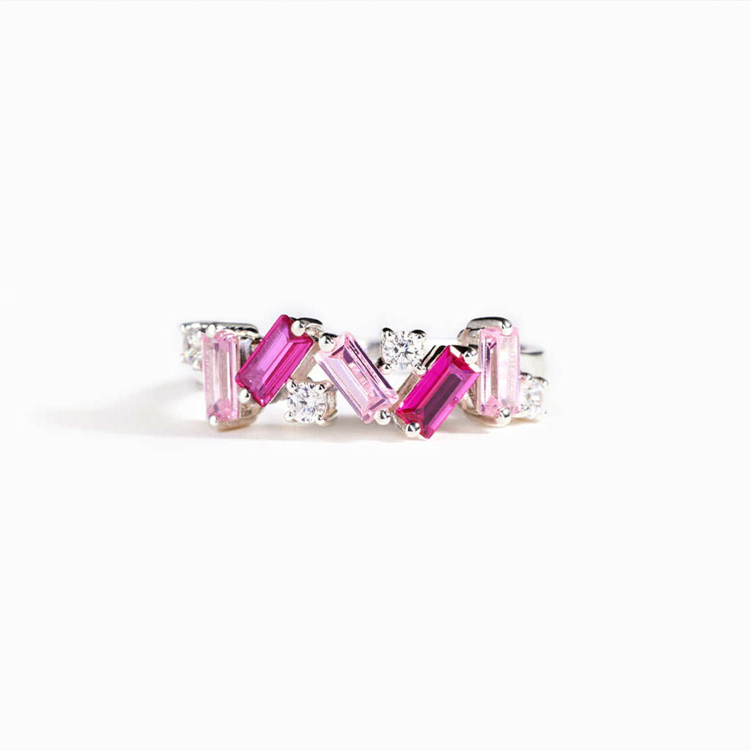 Fuck Perfection Engraved Pink Cubic Zirconia Ring