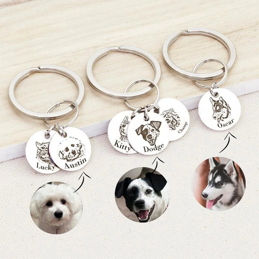 Custom Pet Face Portrait Keychain