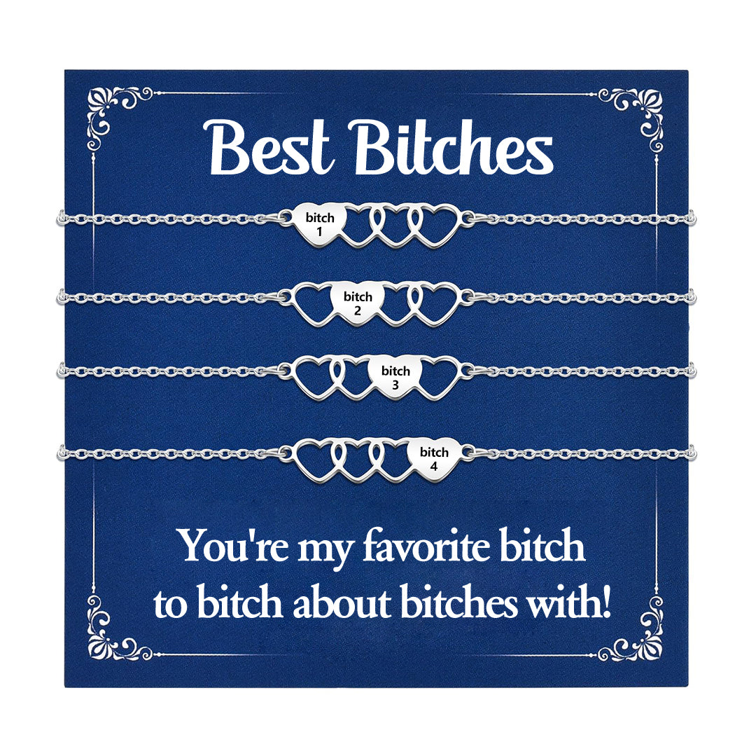 For Friend - You're My Favorite Bitch Heart Set Bracelet