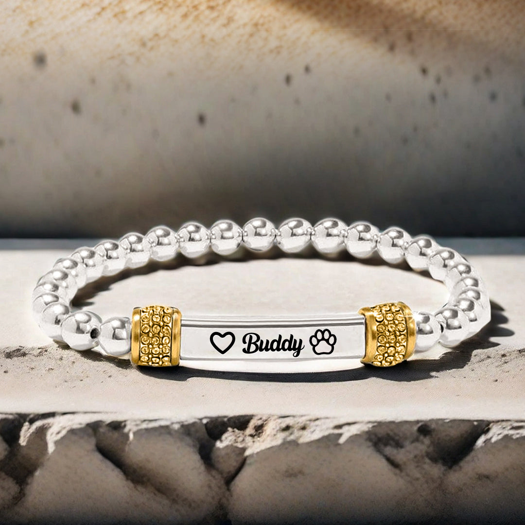 FOR MEMORIAL - My Four-legged Angel is Always Near By Custom Name Bead Stretch Bracelet