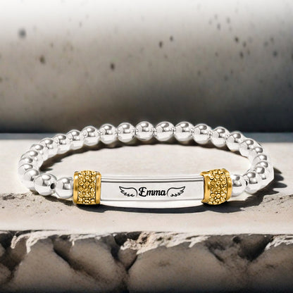 FOR MEMORIAL - In loving memory of my mom Custom Name Bead Stretch Bracelet