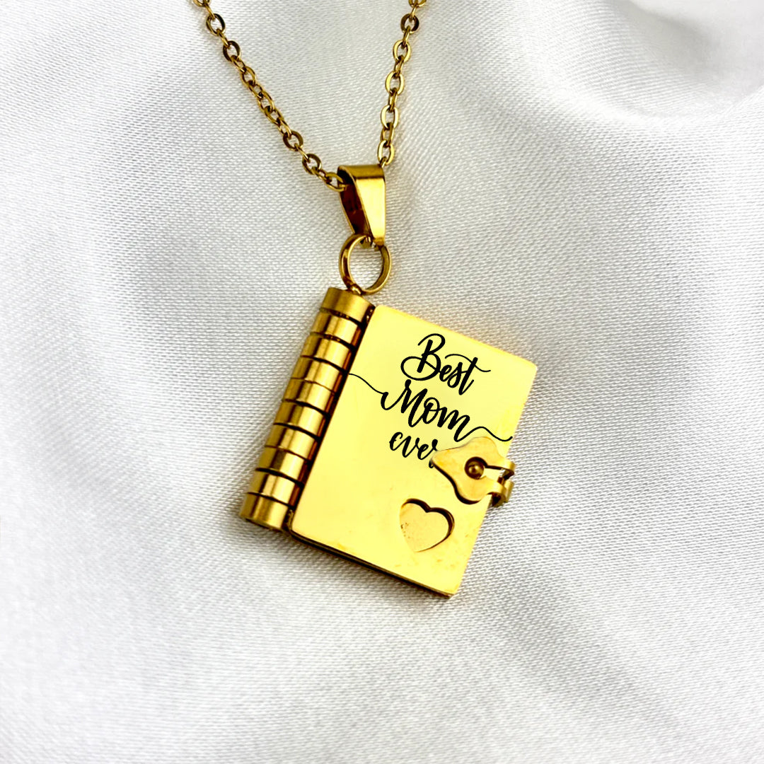 For My Incredible Mom Book Necklace