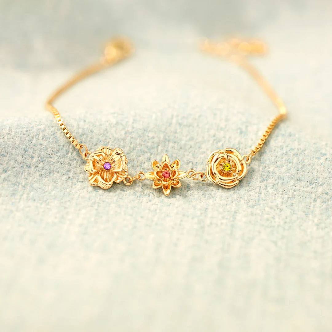 For Mother- 1-10 Three-Dimensional Custom Birth Flowers Bracelet