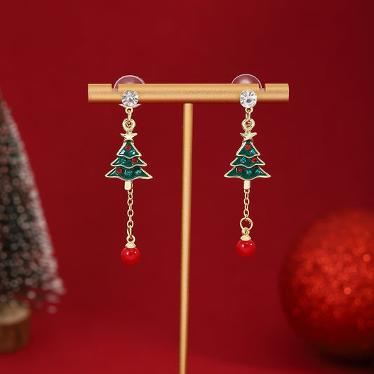 Green Christmas Tree Earrings