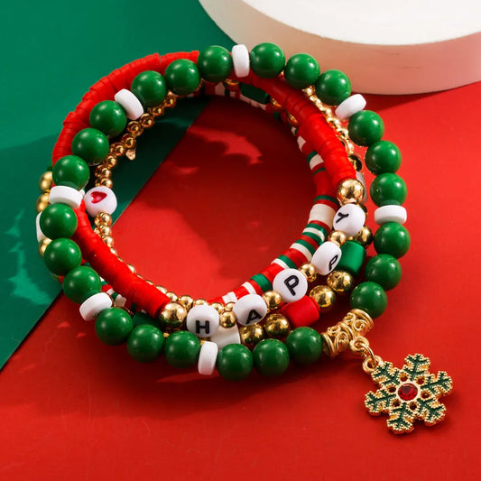 Christmas Beaded Letter Bracelet