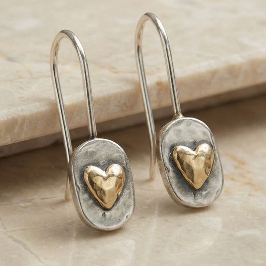 Vintage Gold Inlaid Heart Earrings