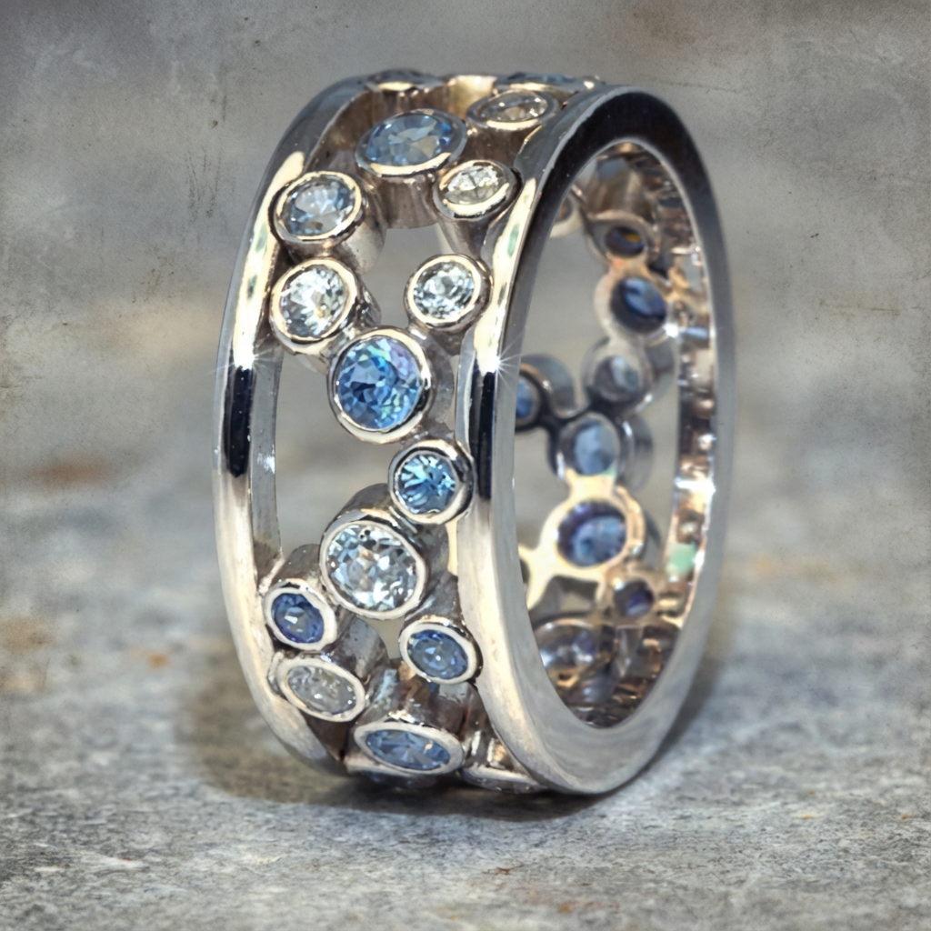 Vintage Inlaid Zirconia Silver Ring
