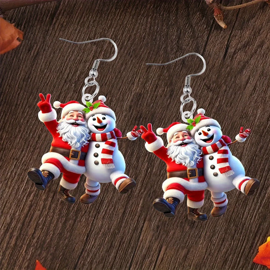 Christmas Snowman and Santa Earrings