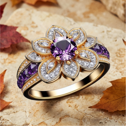 Vintage Sunflower Inlaid Ring