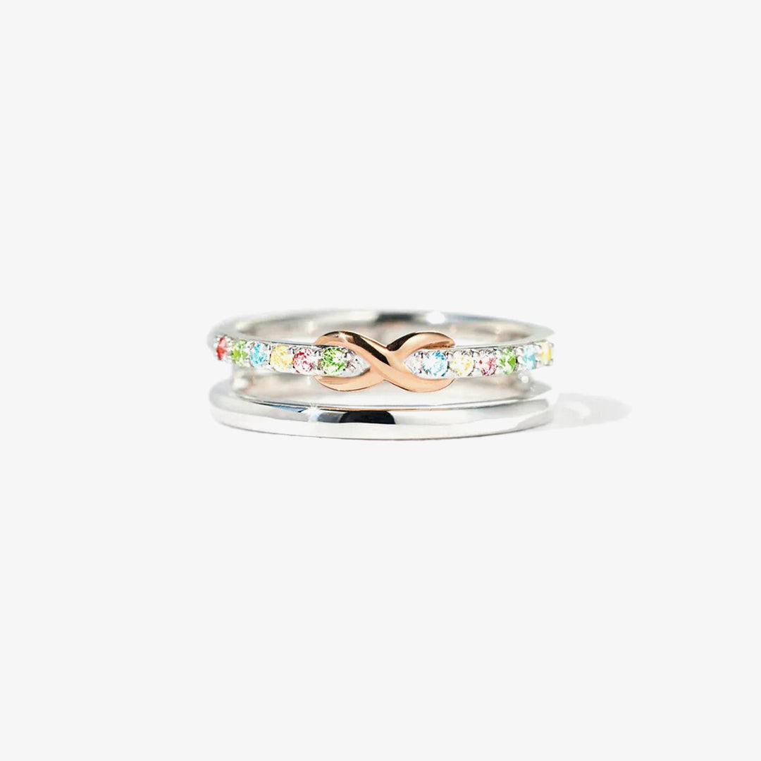 S925 I am Neuro Sparkly Double Layered Infinity Ring
