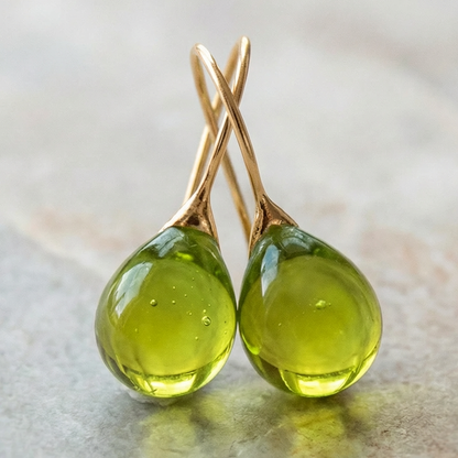 Vintage Olive Glass Earrings