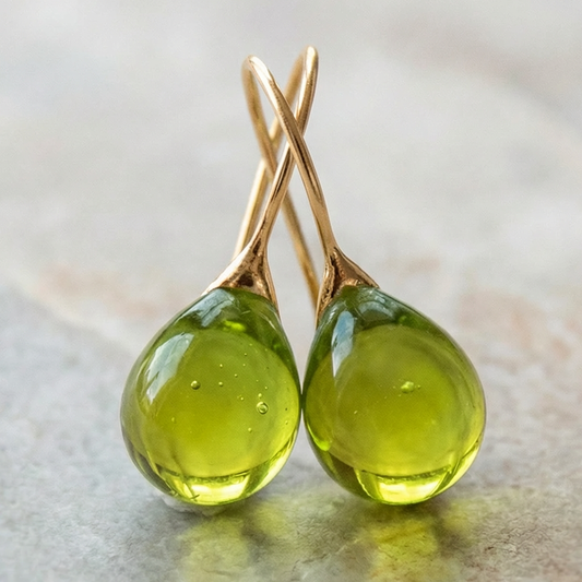 Vintage Olive Glass Earrings