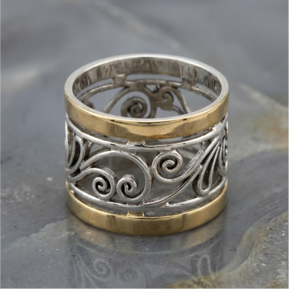 Retro Hollowed Out Two Tone Ring