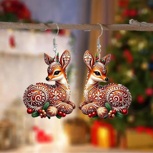 Christmas Elk Acrylic Earrings