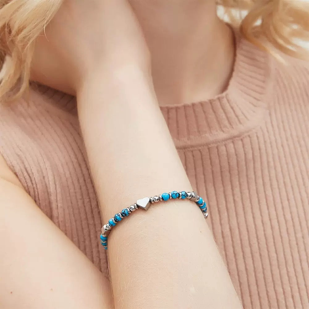 To My Granddaughter-Turquoise Heart Bracelet