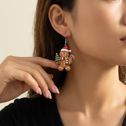 Gingerbread Man Christmas Dangle Earrings