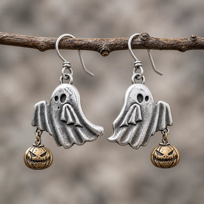 Vintage Ghost Pumpkin Drop Earrings