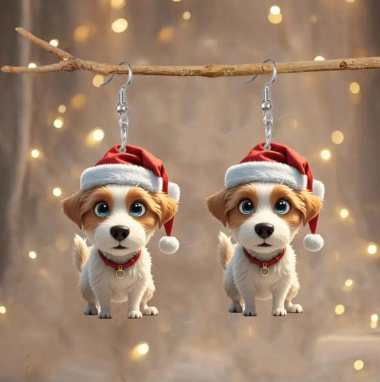 Christmas Cartoon Puppy Earrings