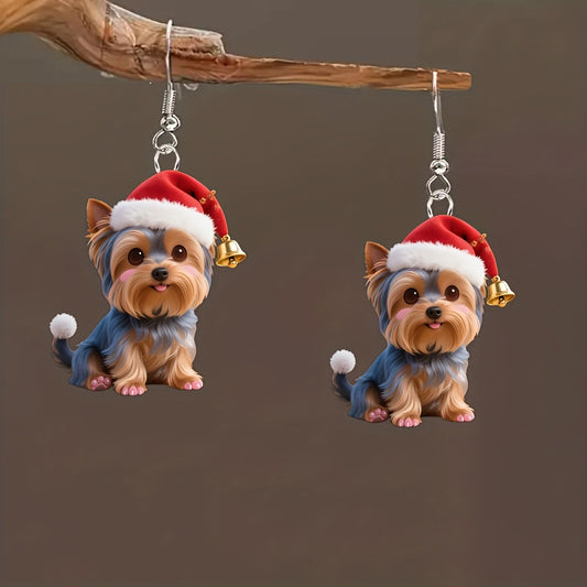 Christmas Yorkshire Terrier Earrings
