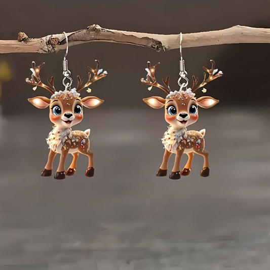Yellow Antler Cute Deer Dangle Earrings