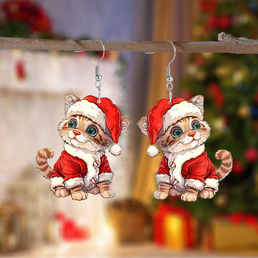 Christmas Cat Earrings