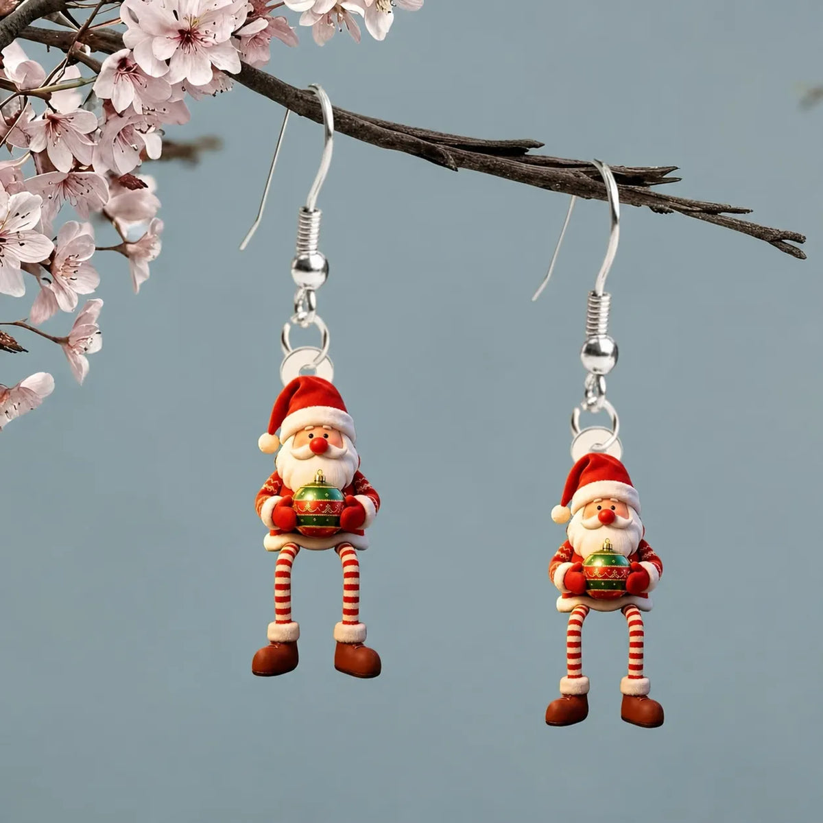 Santa Claus With Dangling Legs Earrings