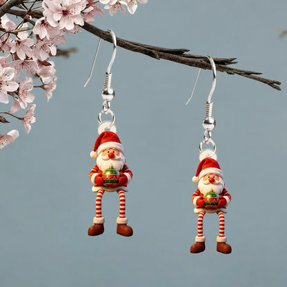 Santa Claus With Dangling Legs Earrings
