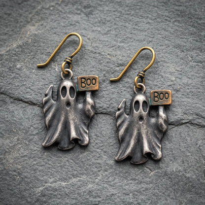 Vintage Ghost BOO Halloween Dangle Earrings