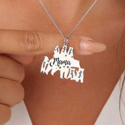 Custom 1-8 names Personalized Mama Bear Necklace for Mom