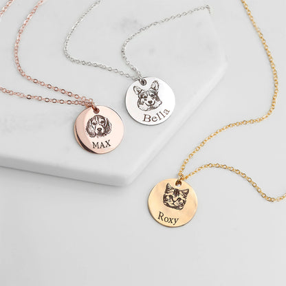 I crossed the rainbow bridge-Custom Pet Face and Name Necklace
