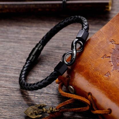 Personalized husband and wife Name Infinity Leather Bracelet