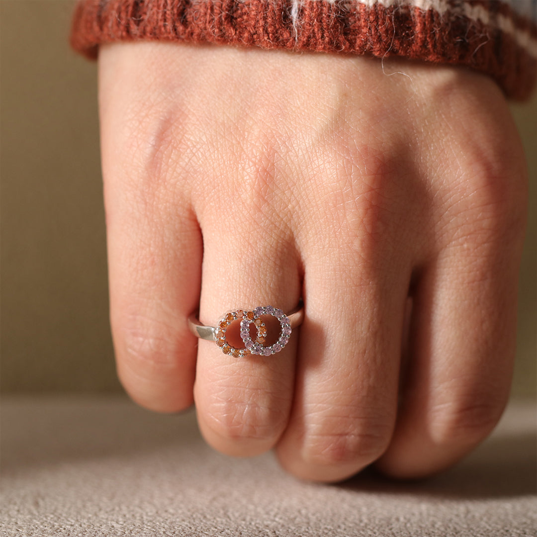 S925 Custom Birthstones Interlocking Ring