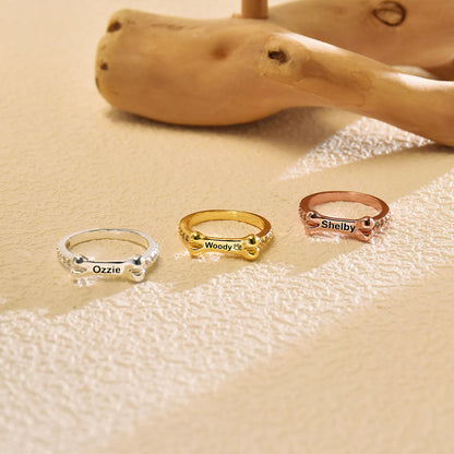 Personalized Dog Bone Shaped Ring