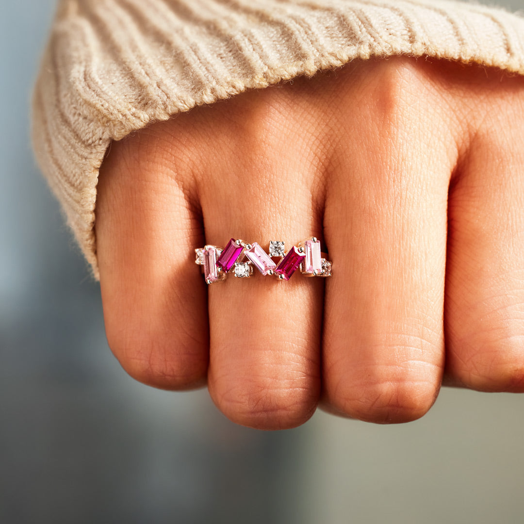 I Wear Pink For My Mother Sparkle Diamond Ring