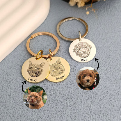 Custom Pet Face Portrait Keychain