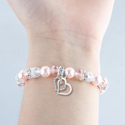 For Granddaughter- We Forever Link Together Pendant Pearl Bracelet