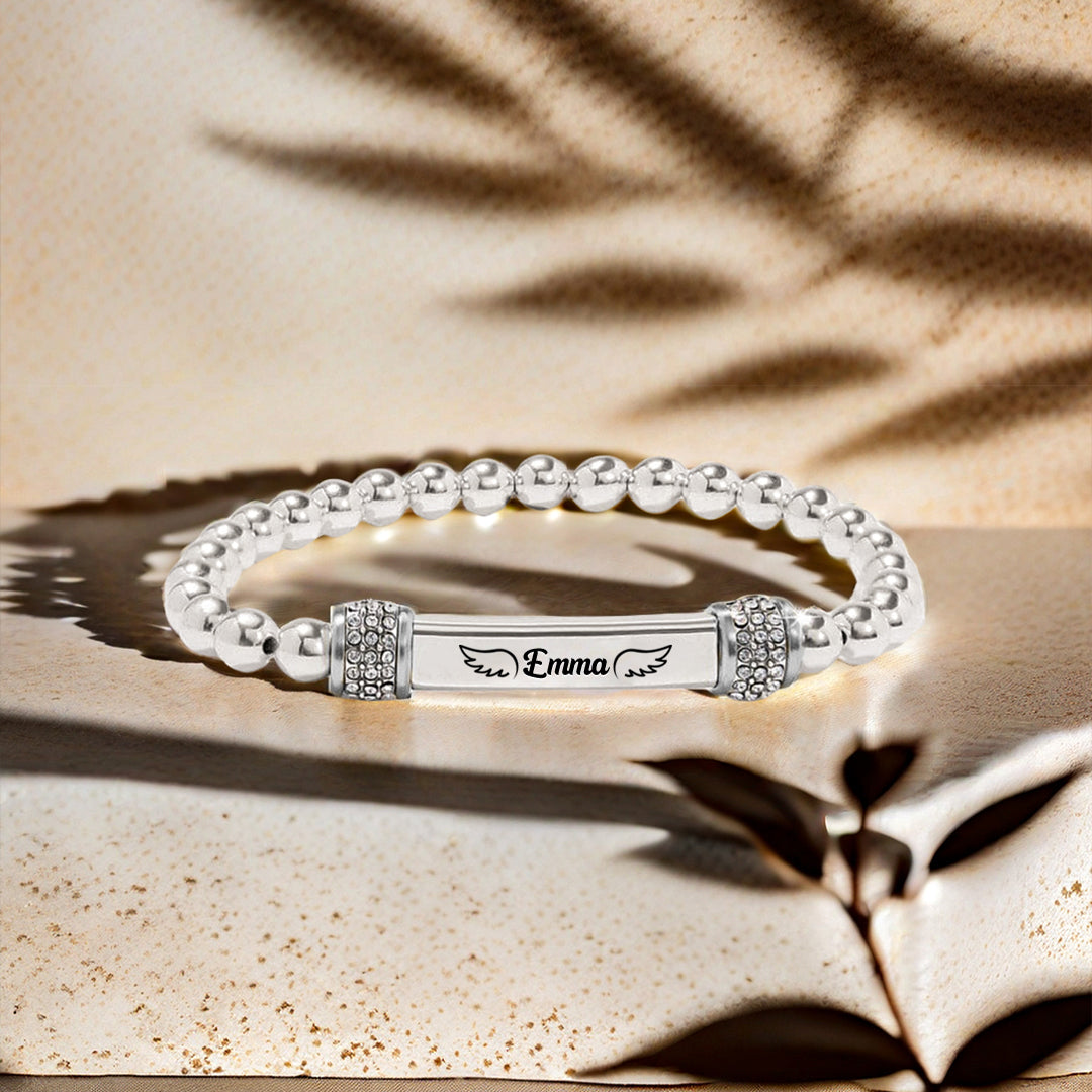 FOR MEMORIAL - In loving memory of my mom Custom Name Bead Stretch Bracelet