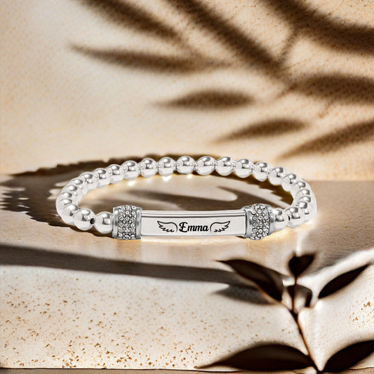 FOR MEMORIAL - In loving memory of my mom Custom Name Bead Stretch Bracelet