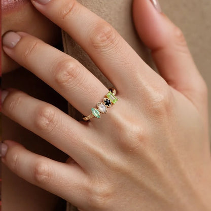 Personalized Multiple Stones Grandma Mom Family Ring