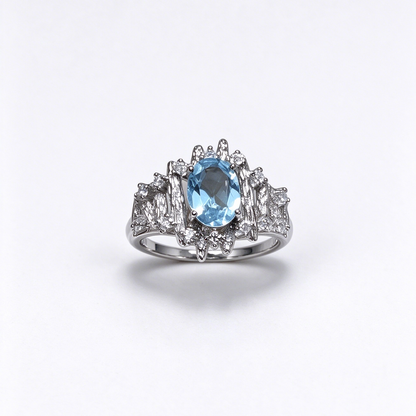 The Queen's Crown - Cervical Cancer Awareness Ring, Natural Topaz S925 Adjustable Open Ring