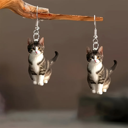 Christmas Elegant Tabby Cat Earrings