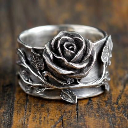 Vintage Silver Rose Ring