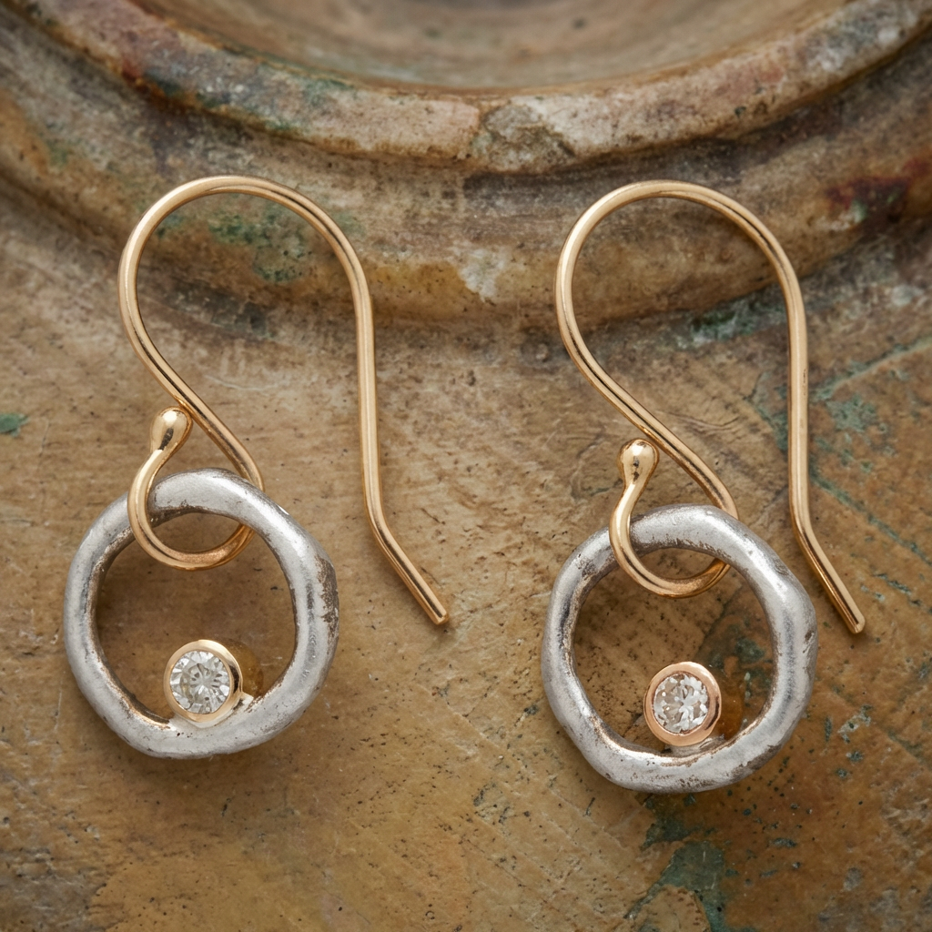Vintage Gold & Silver Zirconia Earrings
