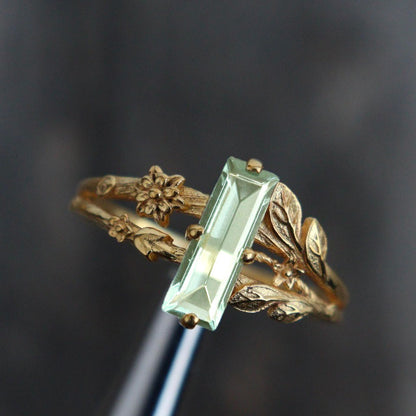 Golden Rectangular Diamond Ring