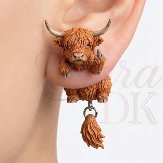 Highland Cattle Middle Finger Earring
