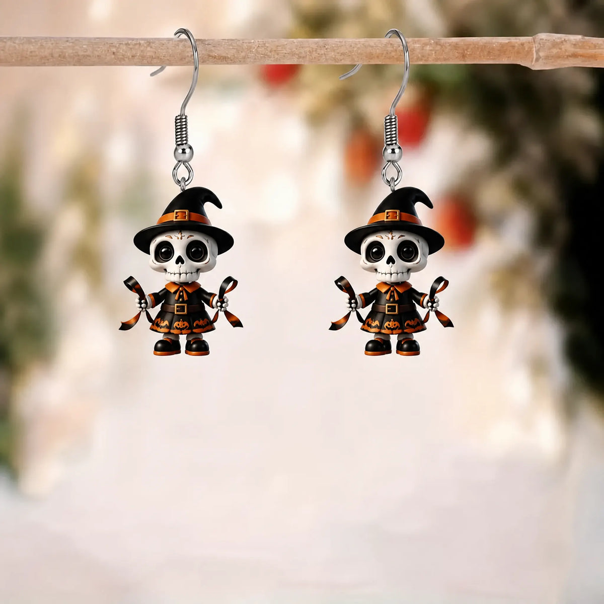 Halloween Skeleton Witch Doll Dangle Earrings